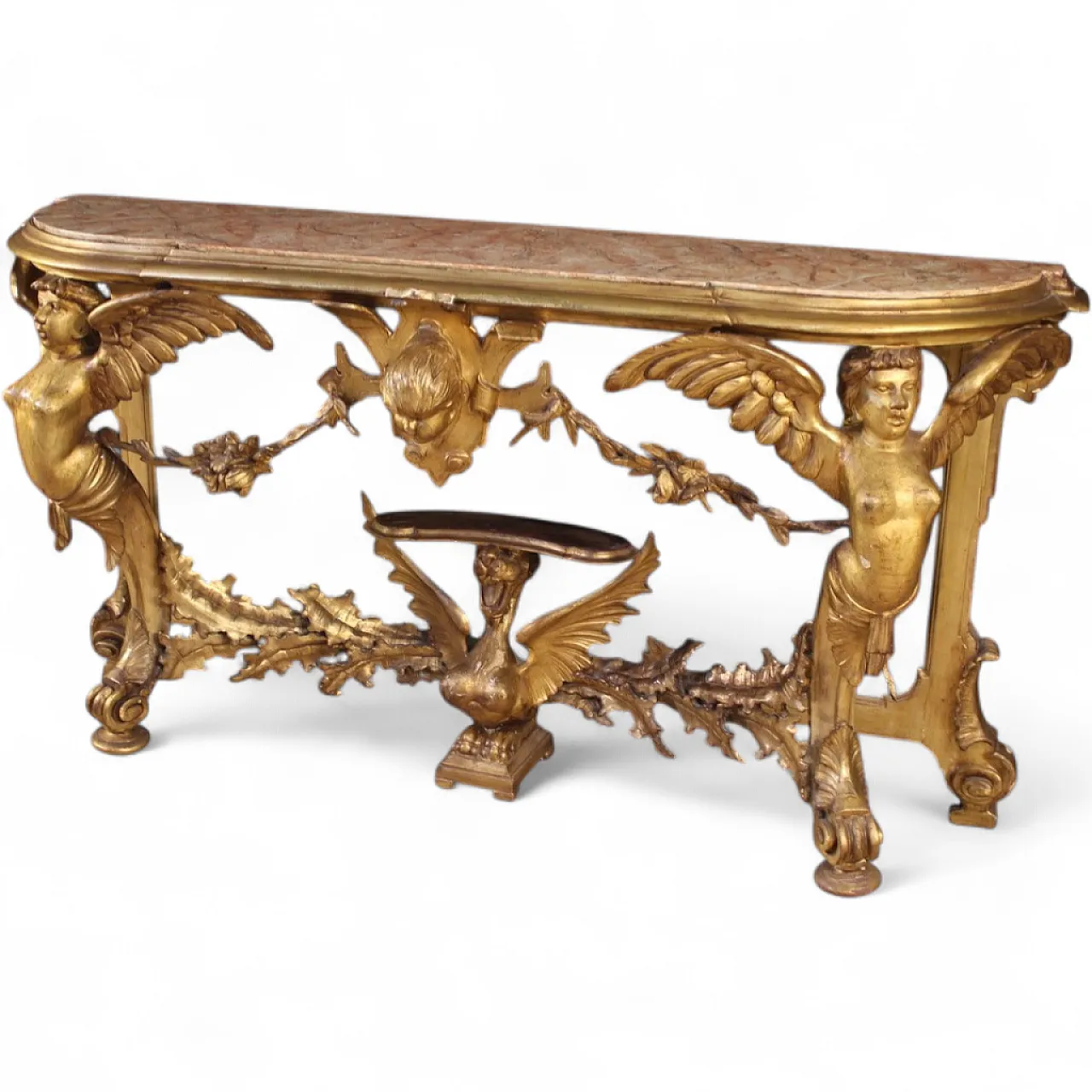 Carved and gilded Italian console, 20th century 12