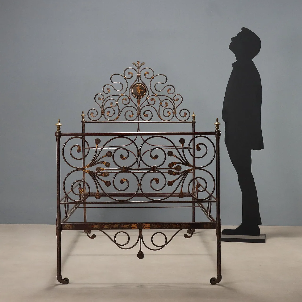 Single iron bed, lacquered and painted, 19th century 3