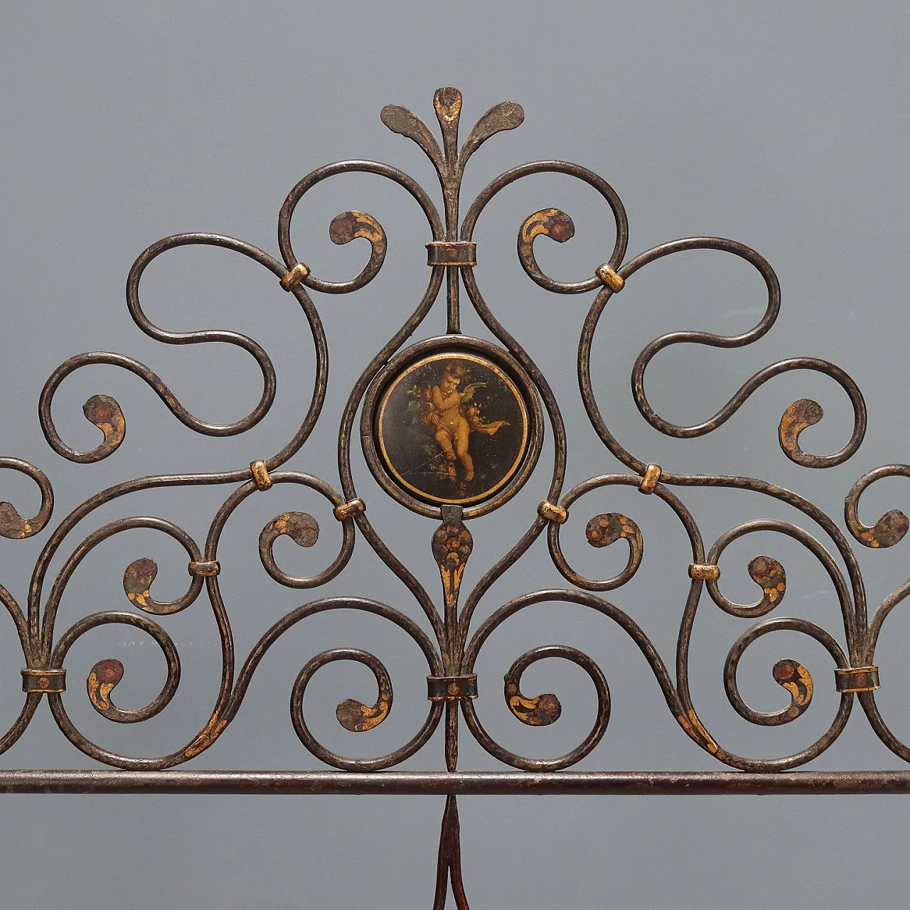 Single iron bed, lacquered and painted, 19th century 4