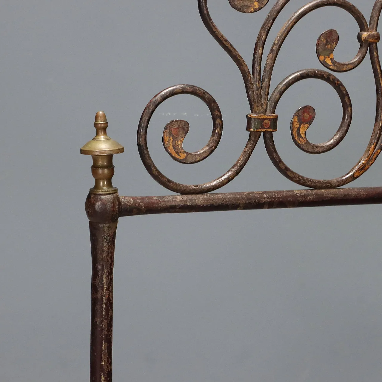 Single iron bed, lacquered and painted, 19th century 5