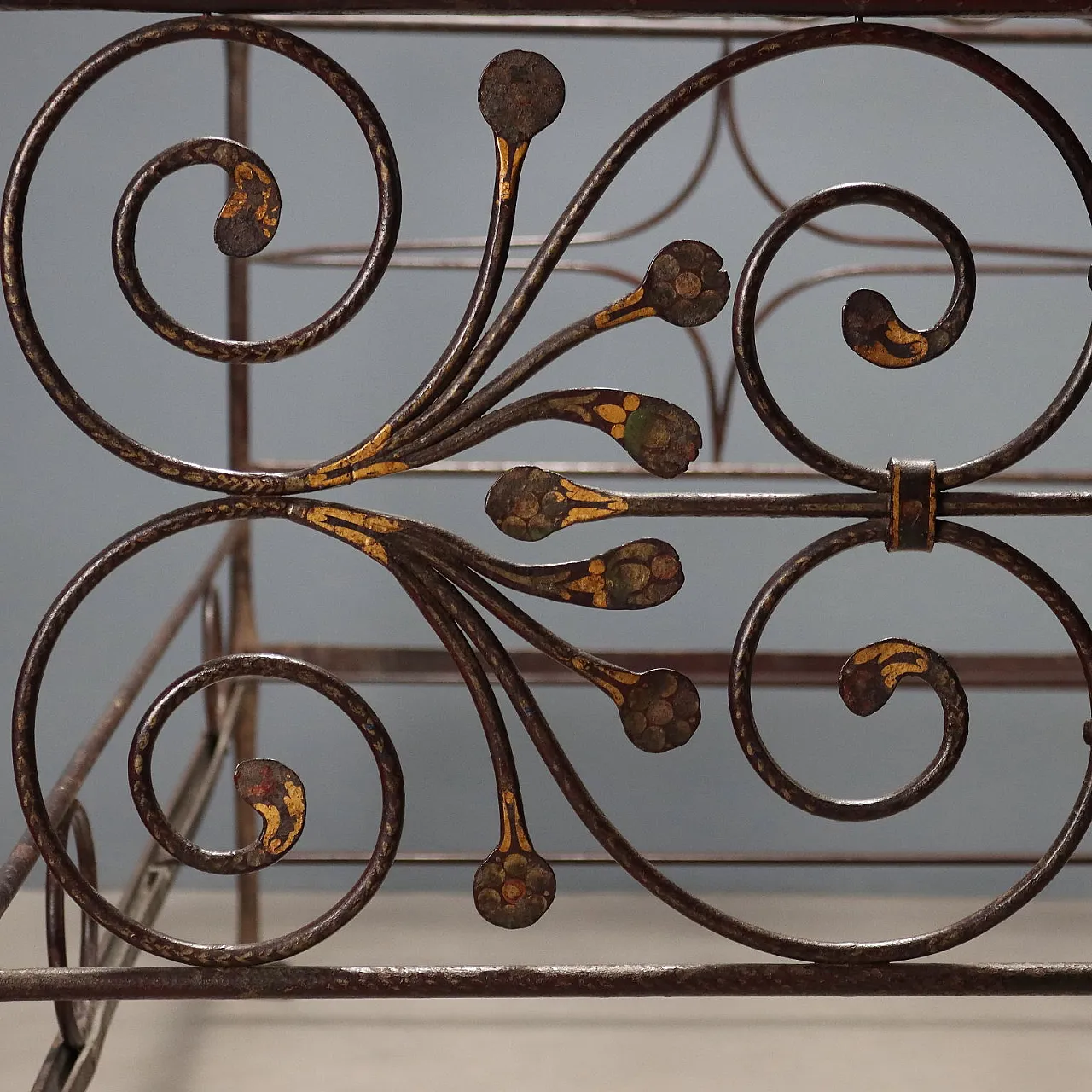 Single iron bed, lacquered and painted, 19th century 8