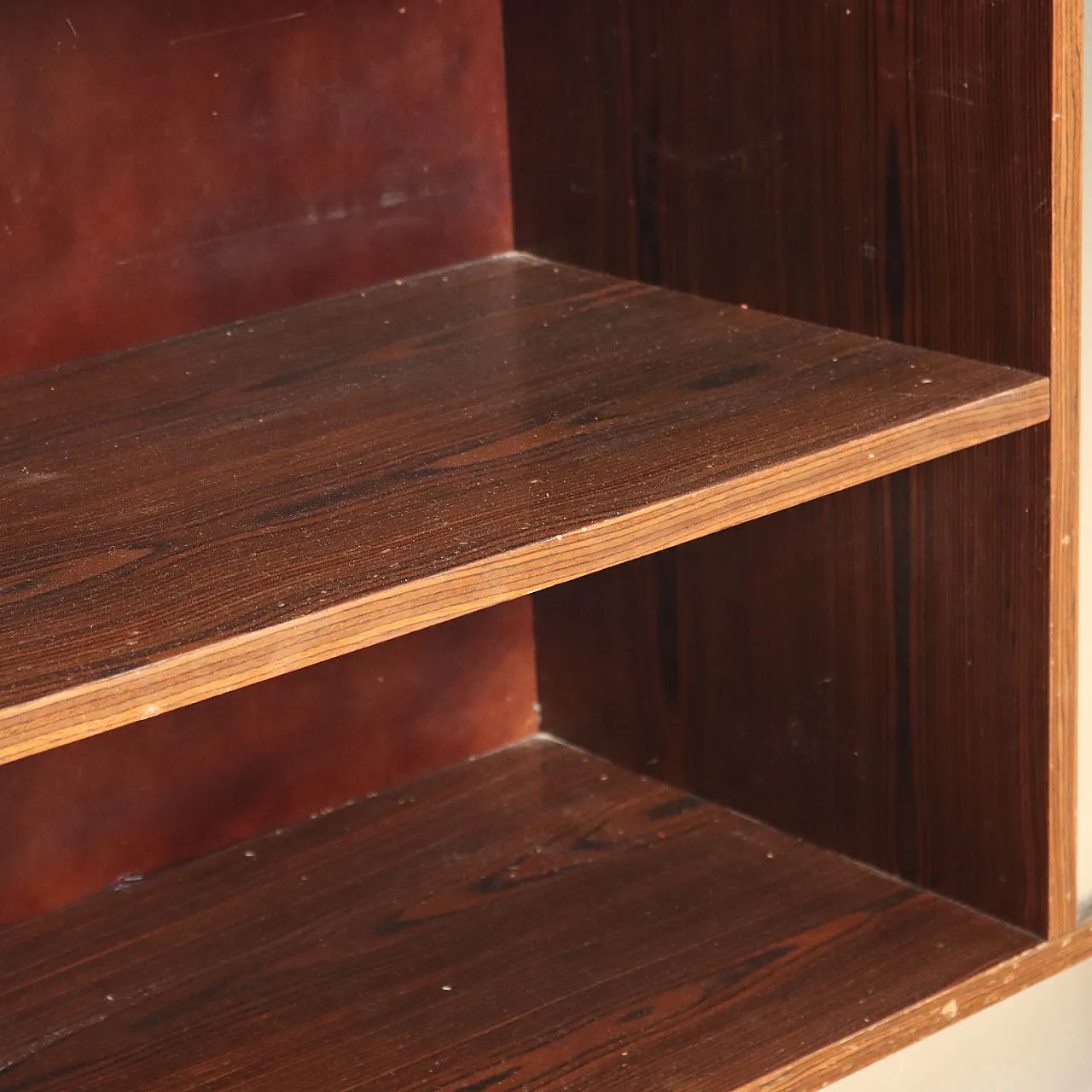 Exotic wood veneer console table with aluminum base, 20th century 7