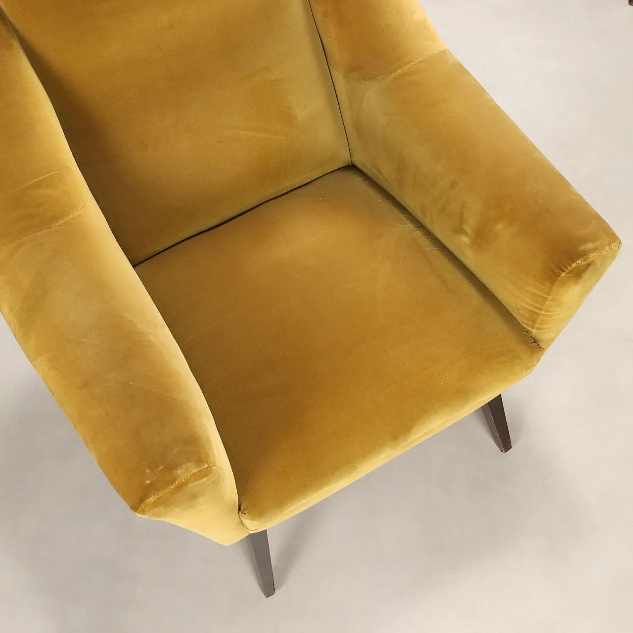 Pair of armchairs in velvet, foam and wood, 1960s 8