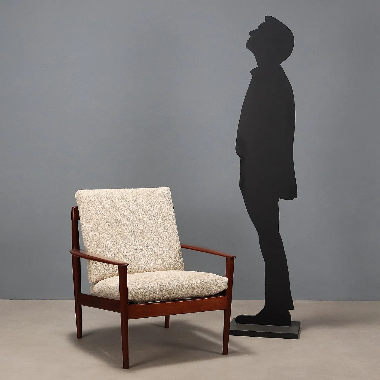 Poltrona con struttura in legno di teak a vista, '900 3