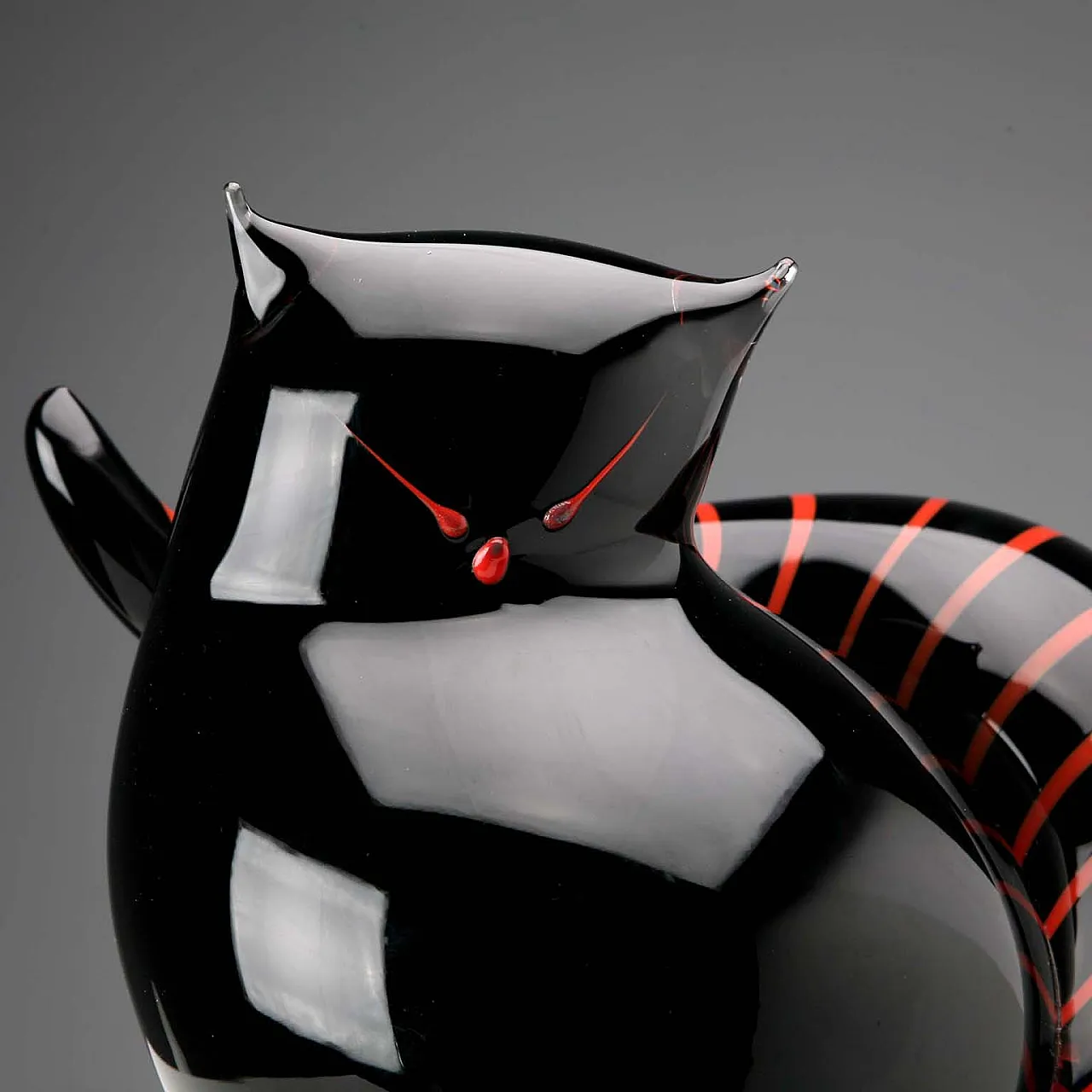 Black and red glass cat from Seguso, 20th century 9