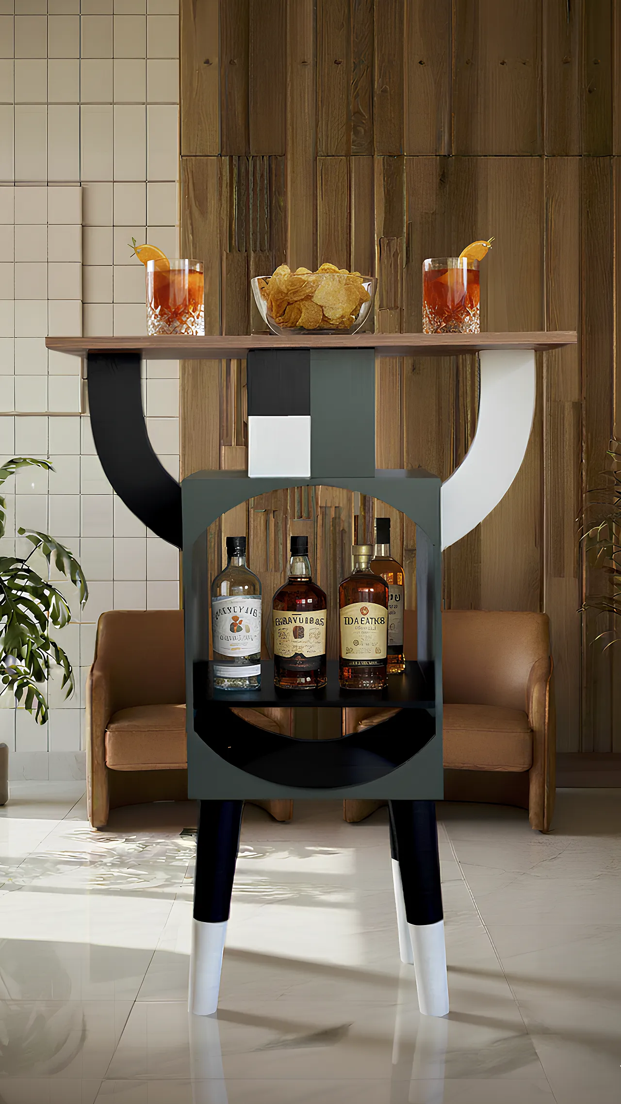 Hand-painted oak console , 2000s 13