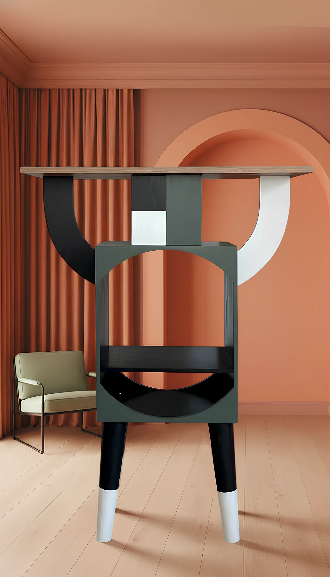 Hand-painted oak console , 2000s 14