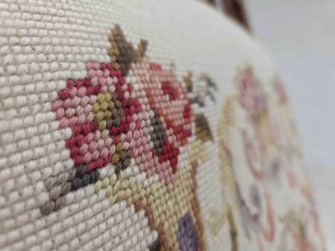 Danish highback rocking chair, hand woven wool, 1930s 4