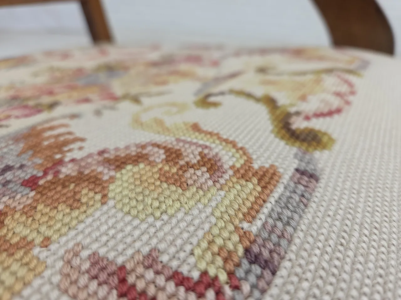 Danish highback rocking chair, hand woven wool, 1930s 5