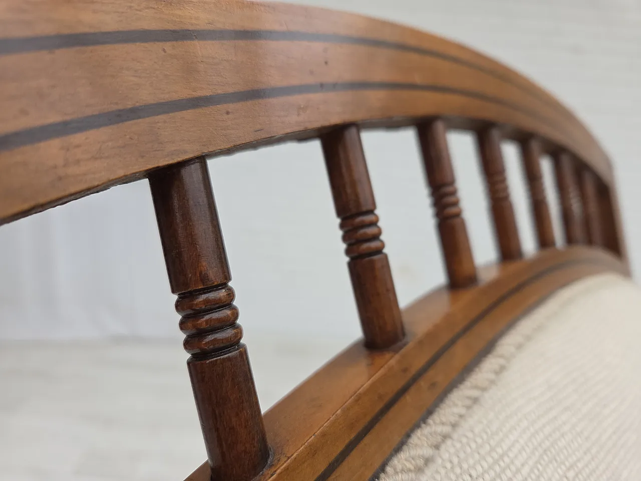 Danish highback rocking chair, hand woven wool, 1930s 7