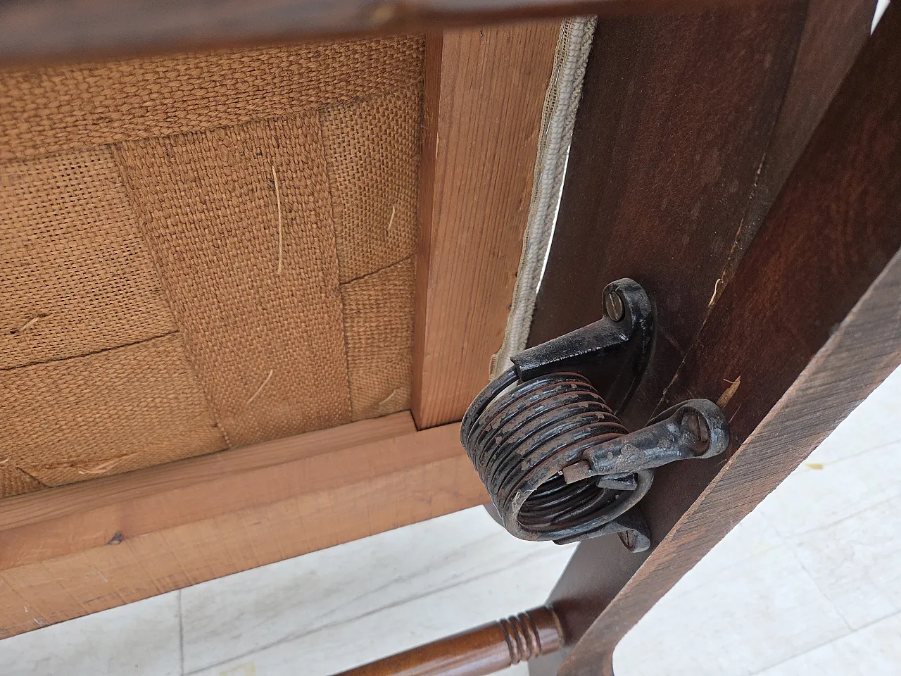 Danish highback rocking chair, hand woven wool, 1930s 20