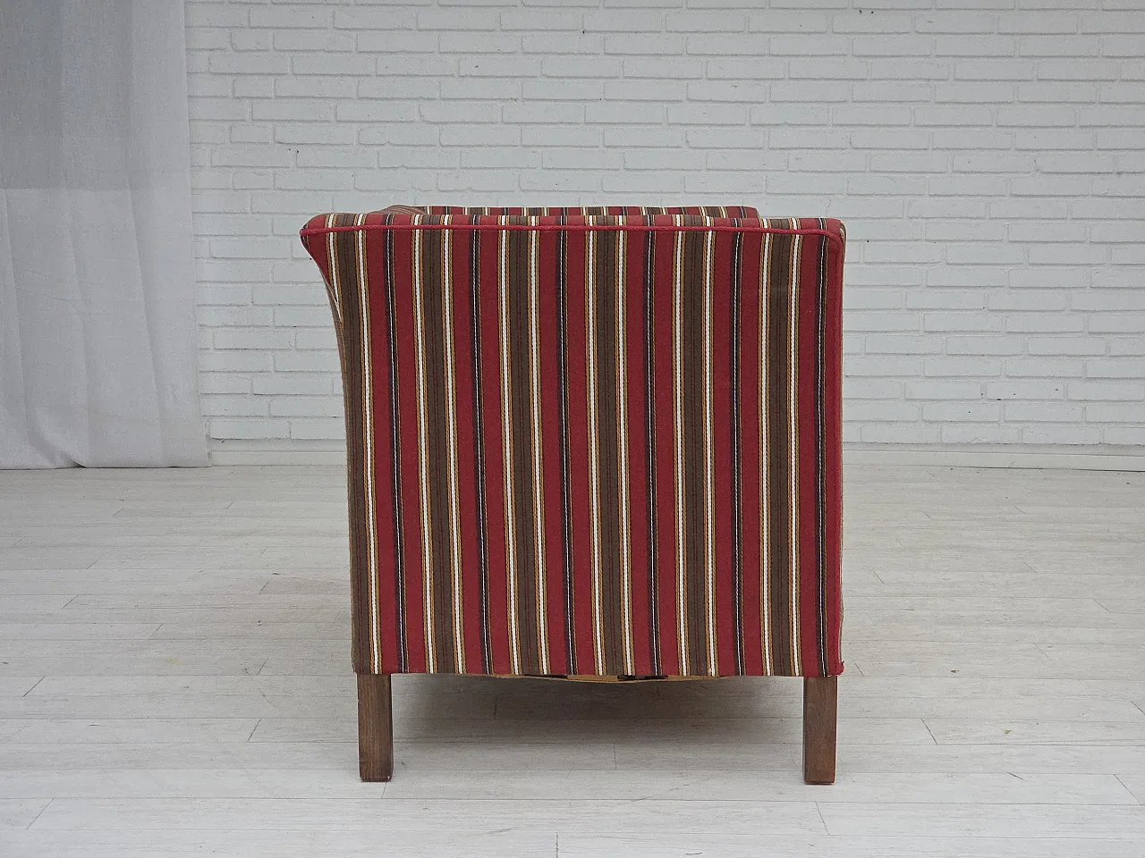 Danish 2-seater sofa, striped red/multicolor wool, 1960s 9