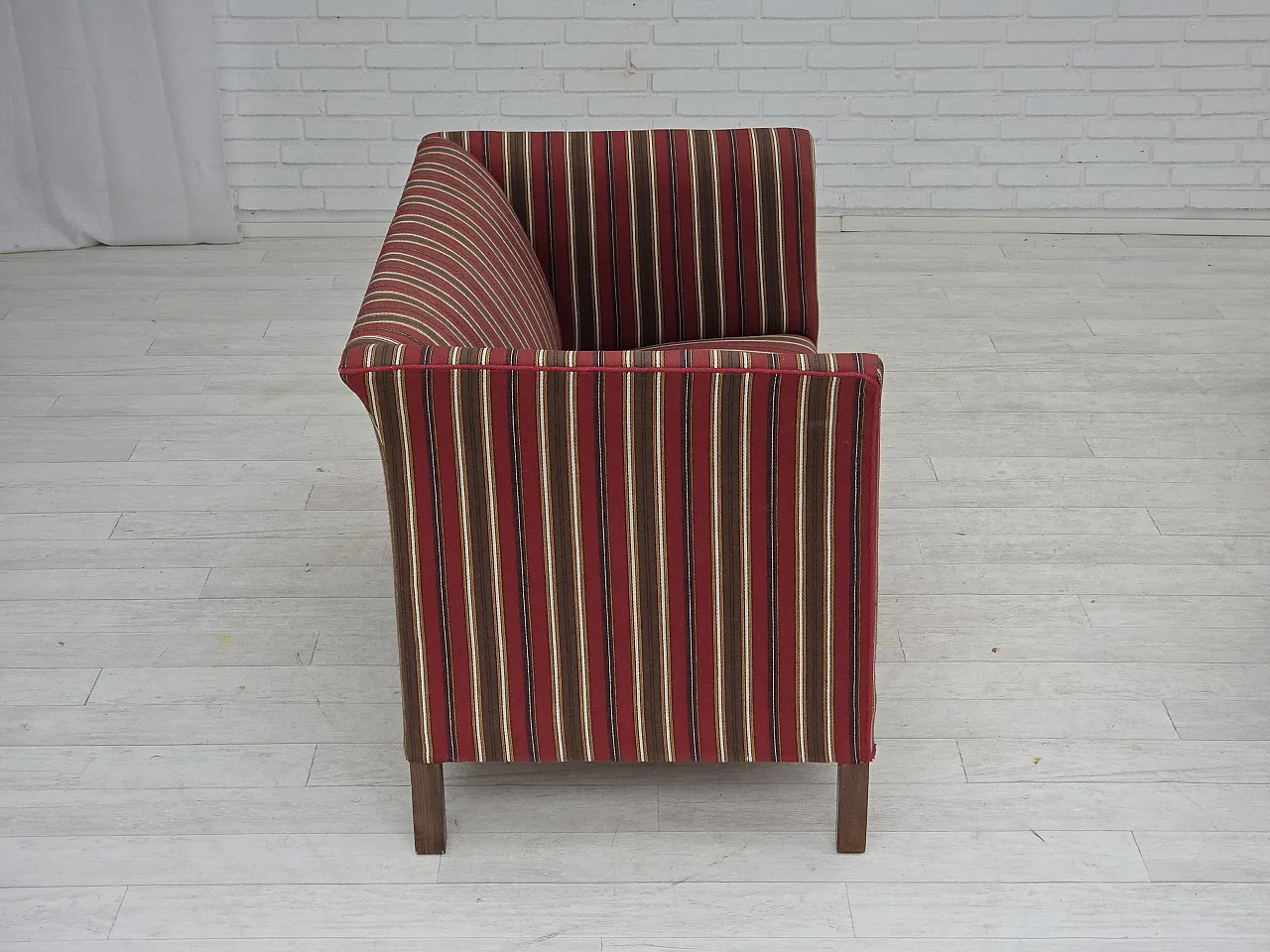 Danish 2-seater sofa, striped red/multicolor wool, 1960s 10
