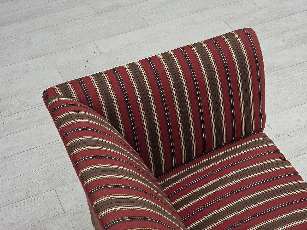 Danish 2-seater sofa, striped red/multicolor wool, 1960s 11
