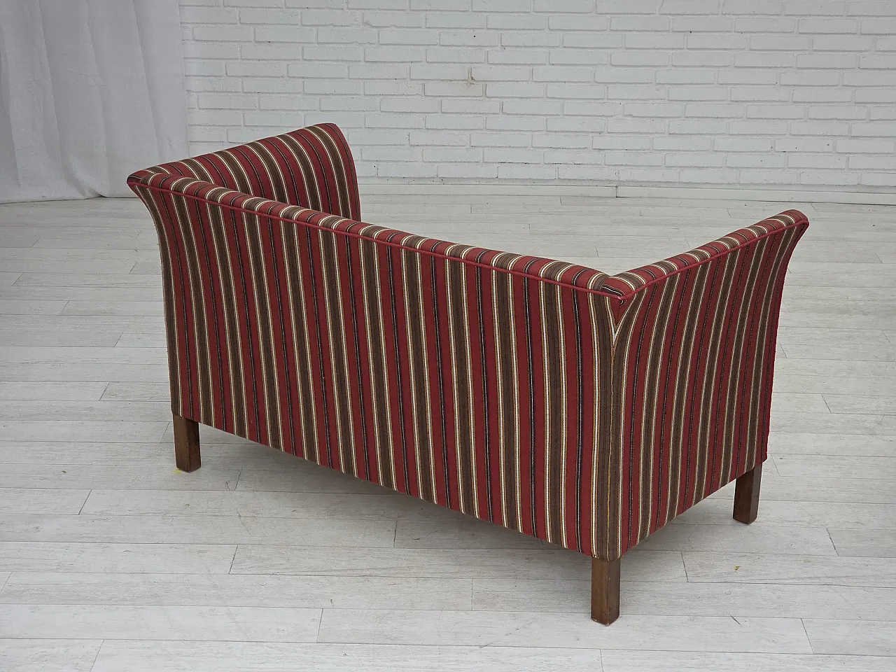 Danish 2-seater sofa, striped red/multicolor wool, 1960s 12