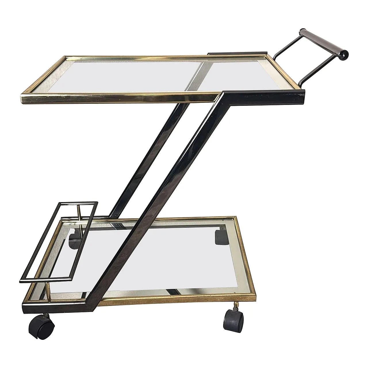 Mid-Century bar cart in burnished steel and brass, 1960s 1