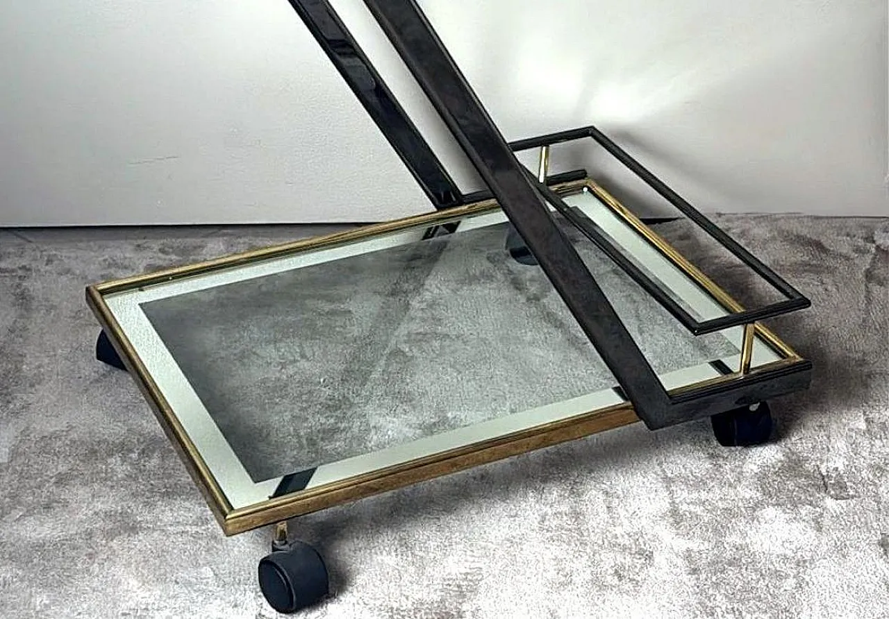 Mid-Century bar cart in burnished steel and brass, 1960s 13