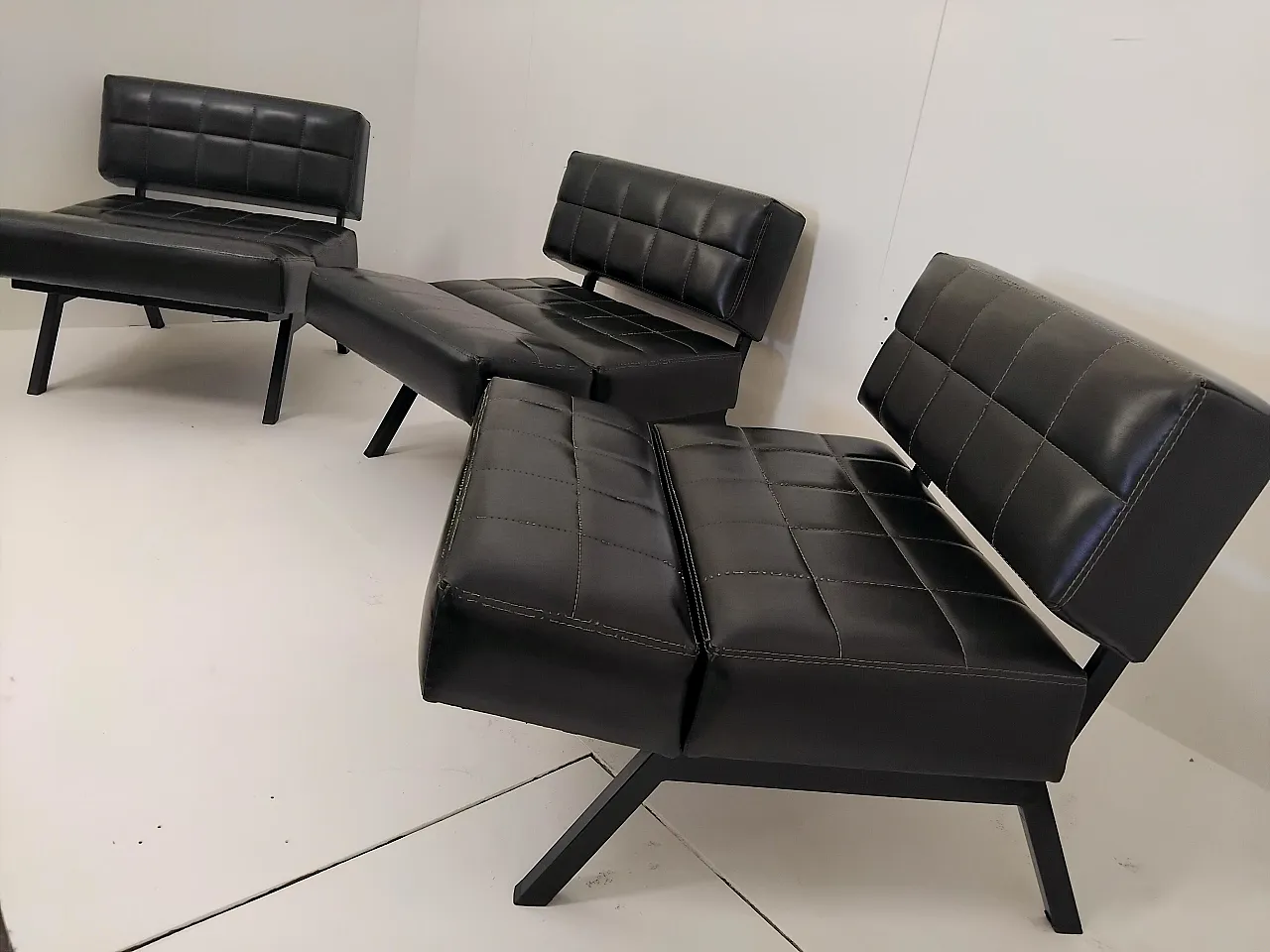 3 armchairs and bench sofa by Rito Valla, 1960s 6