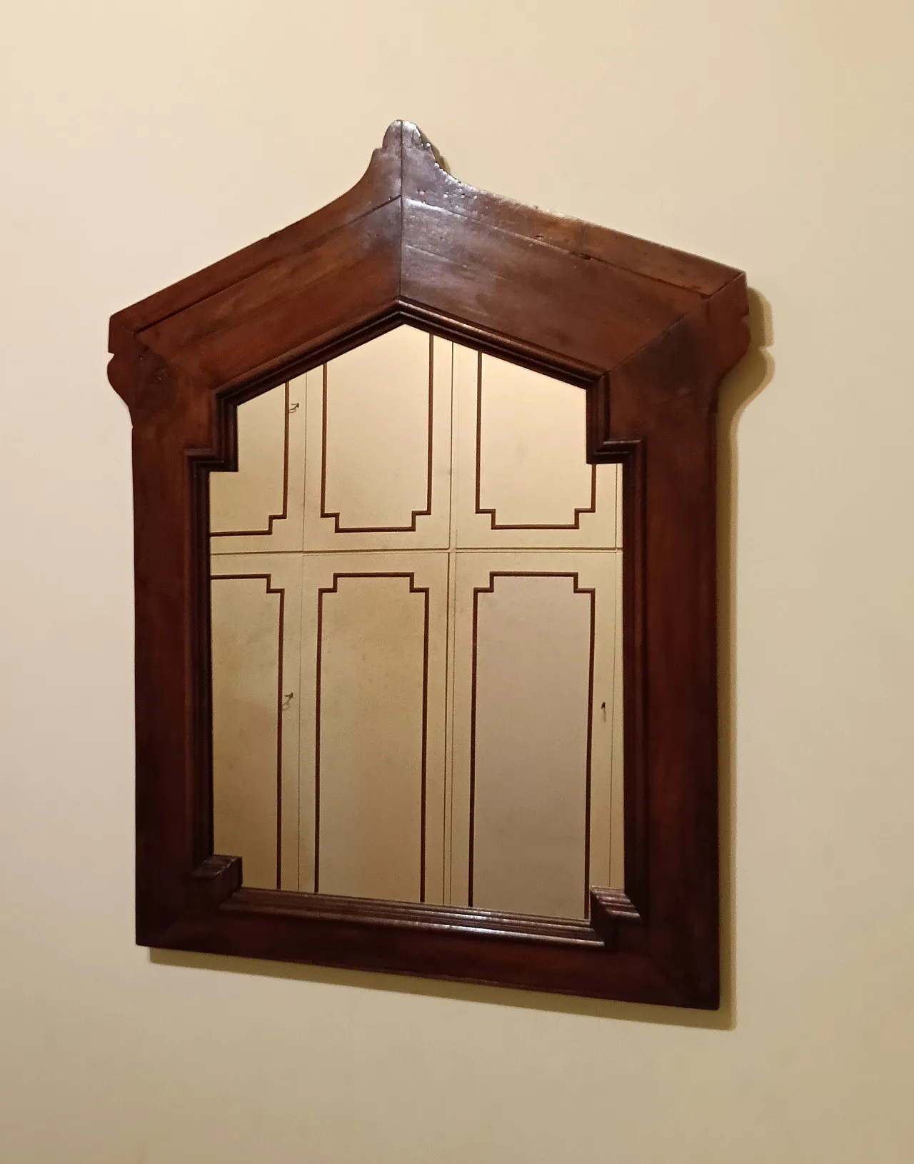 Specchiera con cornice in legno in stile, anni '50 7