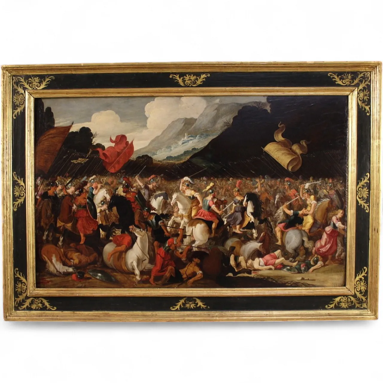 Flemish panel painting battle, 17th century 16