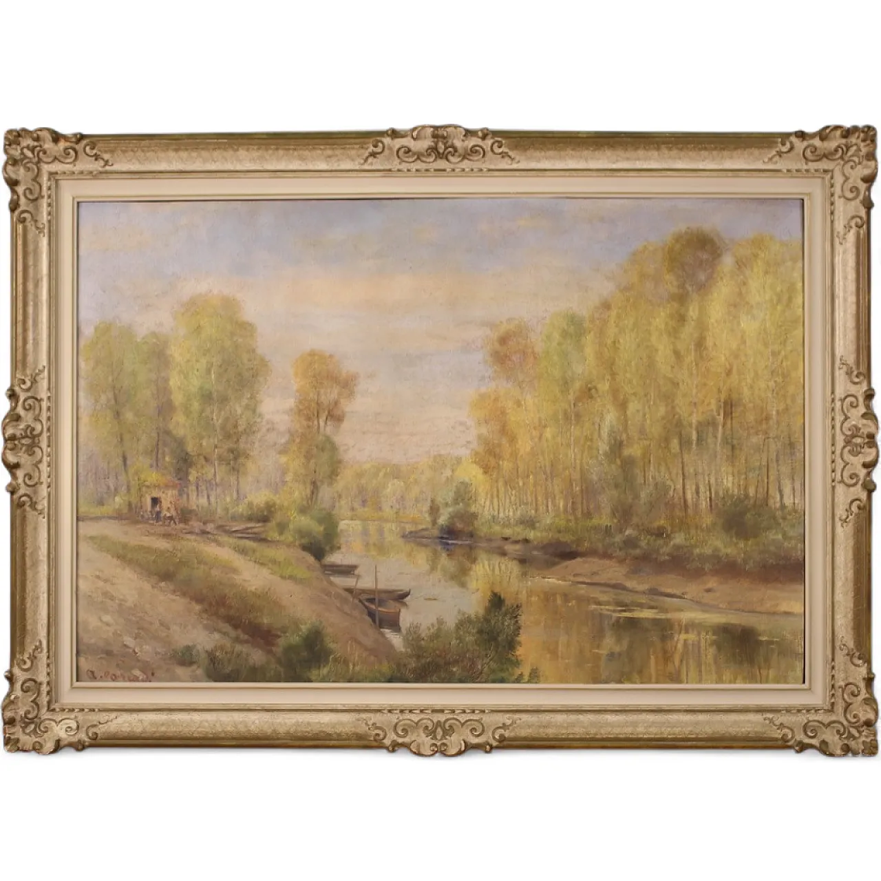 Landscape painting signed A. Corradi, 1950s 16