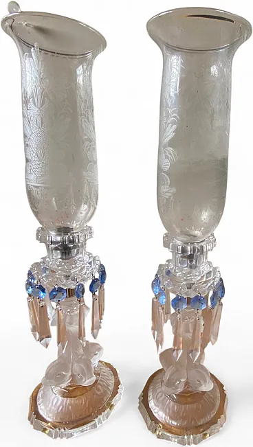 Pair of Saint-Louis France Dauphins candlesticks, 80s