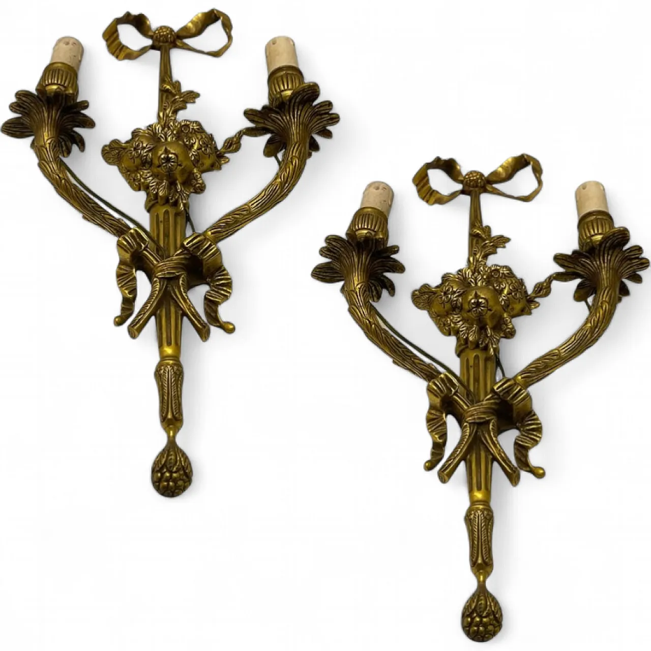 Pair of bronze fruit sconces, 1920s 12