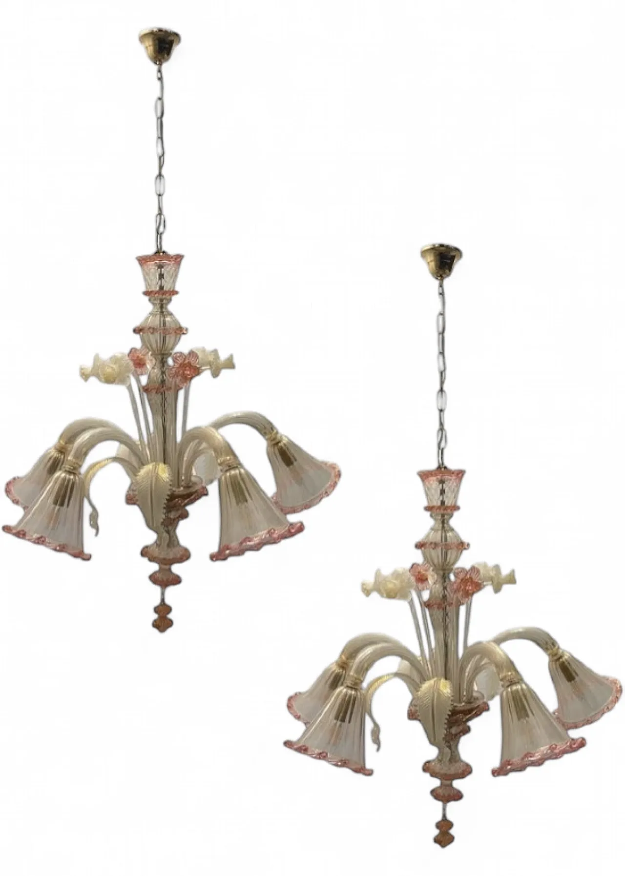 Pair of Murano glass chandeliers, Venice, 1960s 22