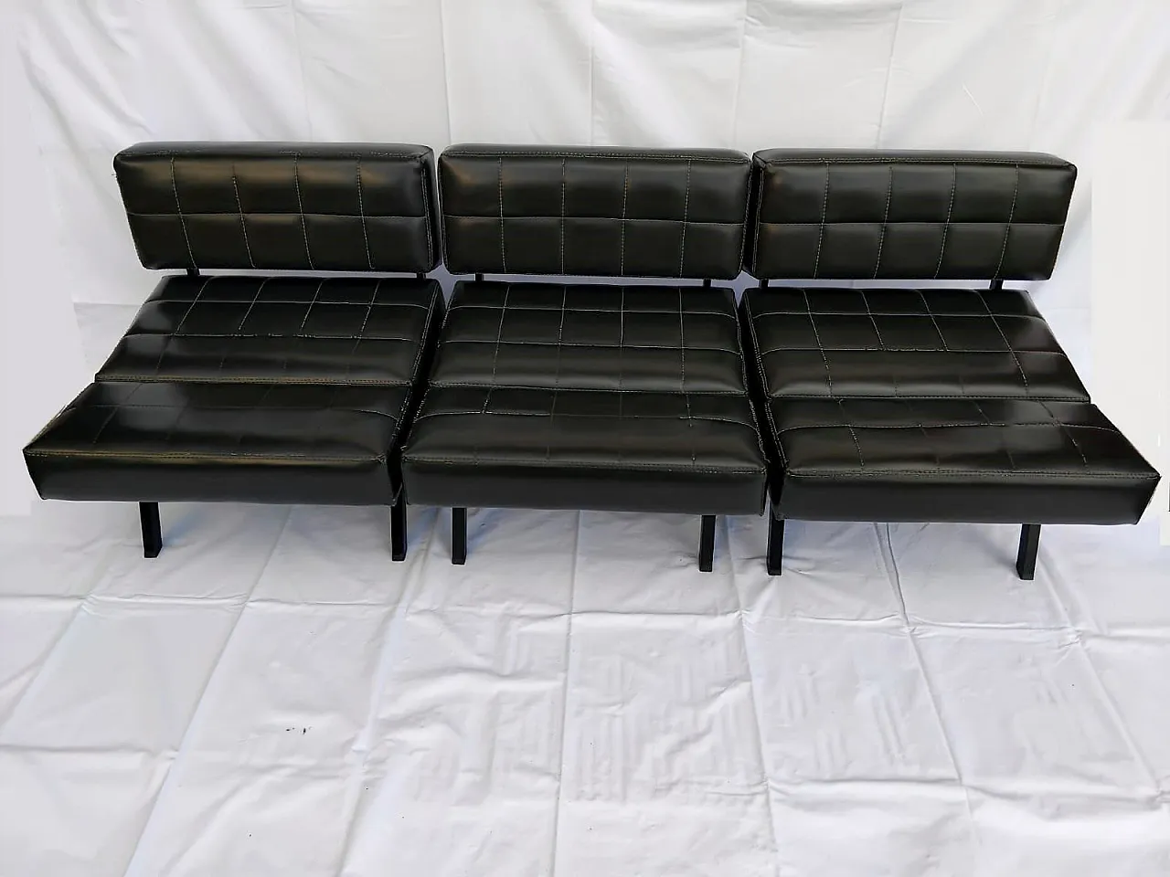 3 armchairs and bench sofa by Rito Valla, 1960s 11