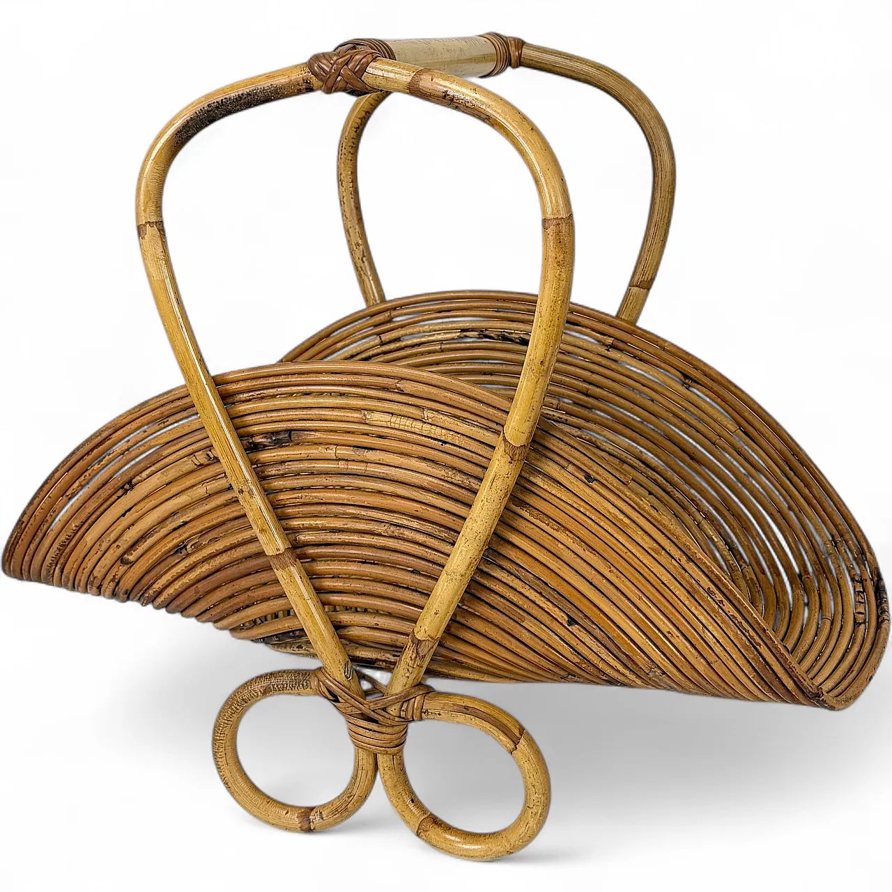 Rush wicker magazine rack from Vivai del Sud, Italy, 1970s 14