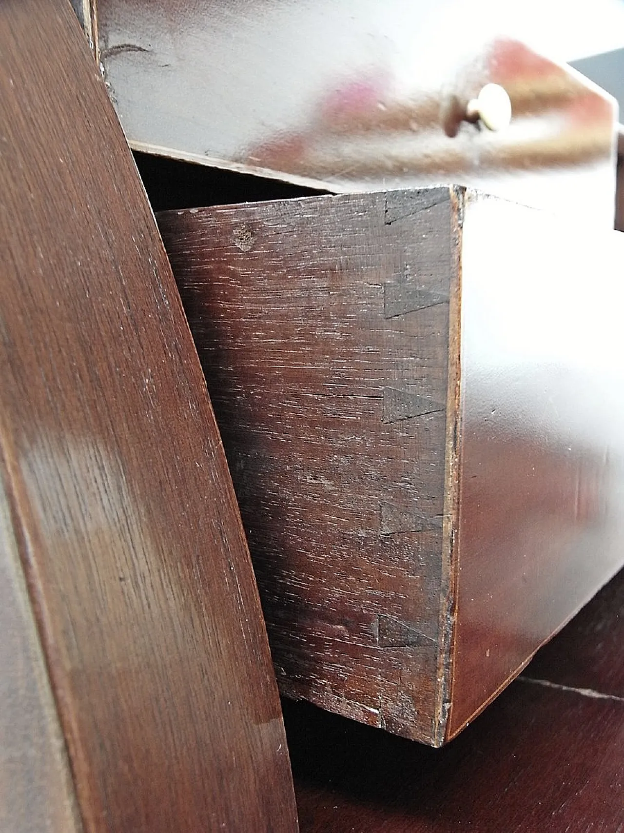 Secretaire a cilindro in mogano lucido, fine '800 15