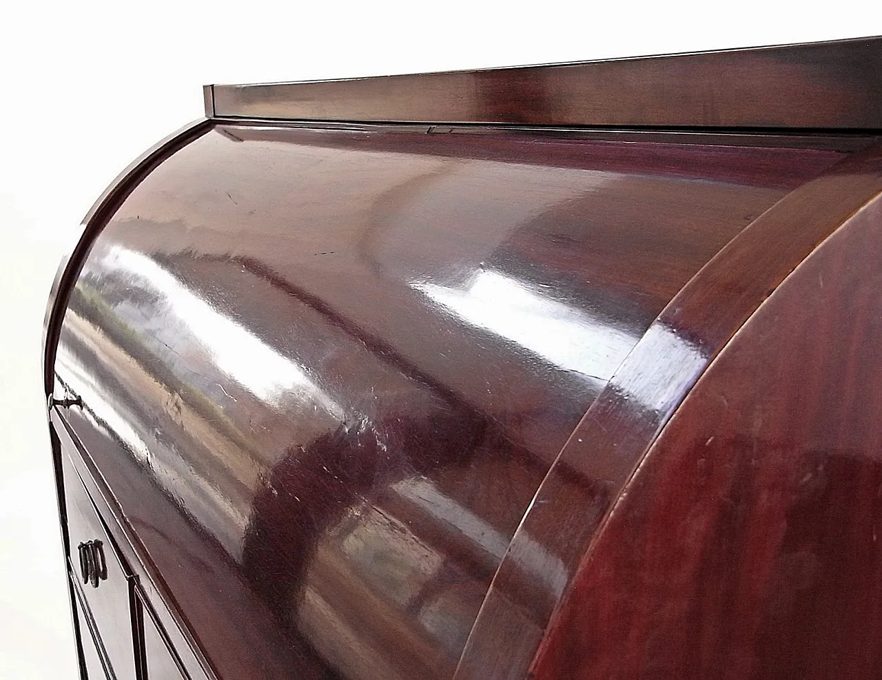 Secretaire a cilindro in mogano lucido, fine '800 31