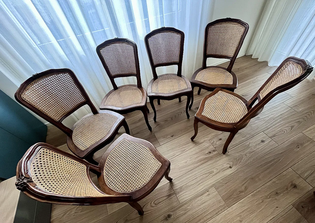 Set of 6 Vienna straw wooden chairs, 1950s 1