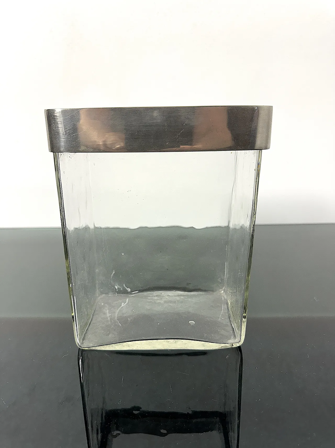 Glass and brushed metal flower vase, 1970s 5