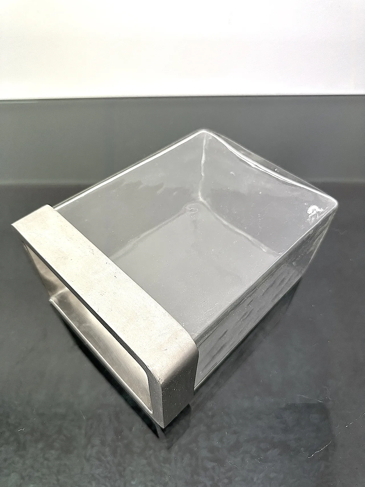 Glass and brushed metal flower vase, 1970s 8