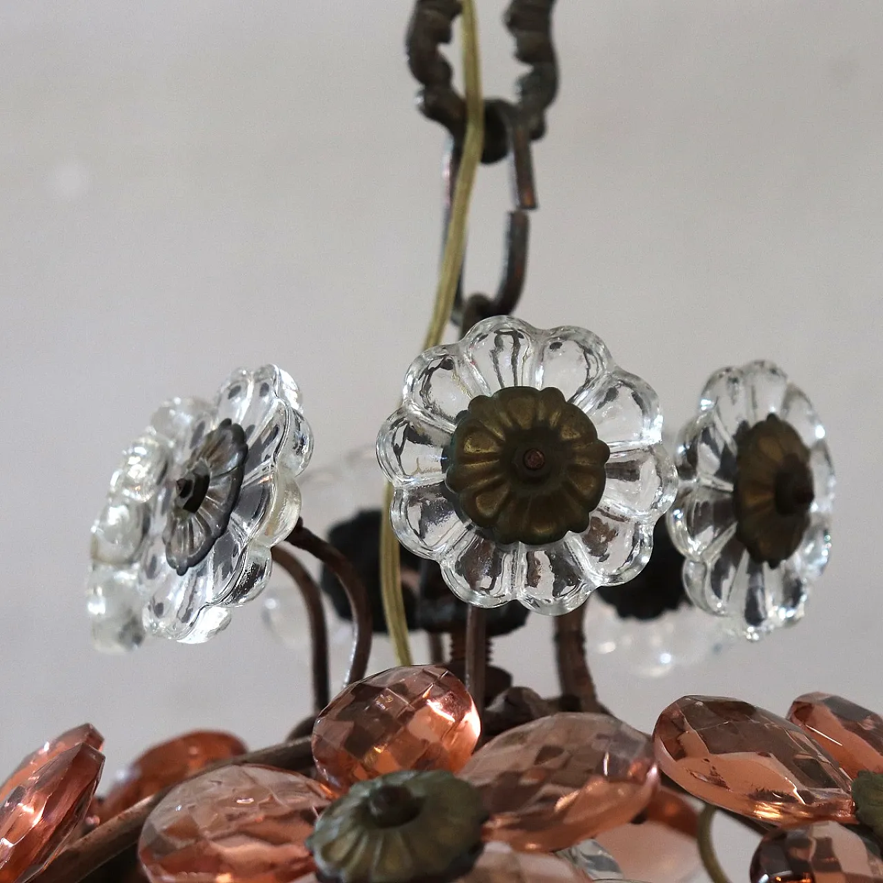 Suspension lamp with large glass flowers, early 20th century 6