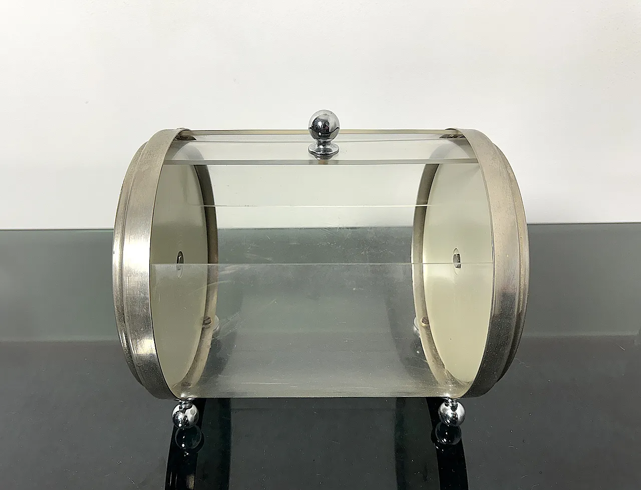 Transparent chromed biscuit holder, 1970s 6