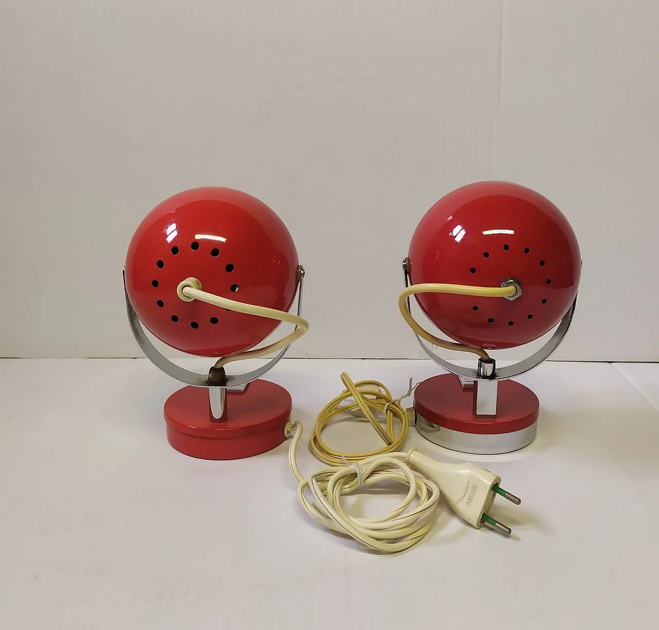 Pair of Space Age metal table lamps from Reggiani, 1970s 2