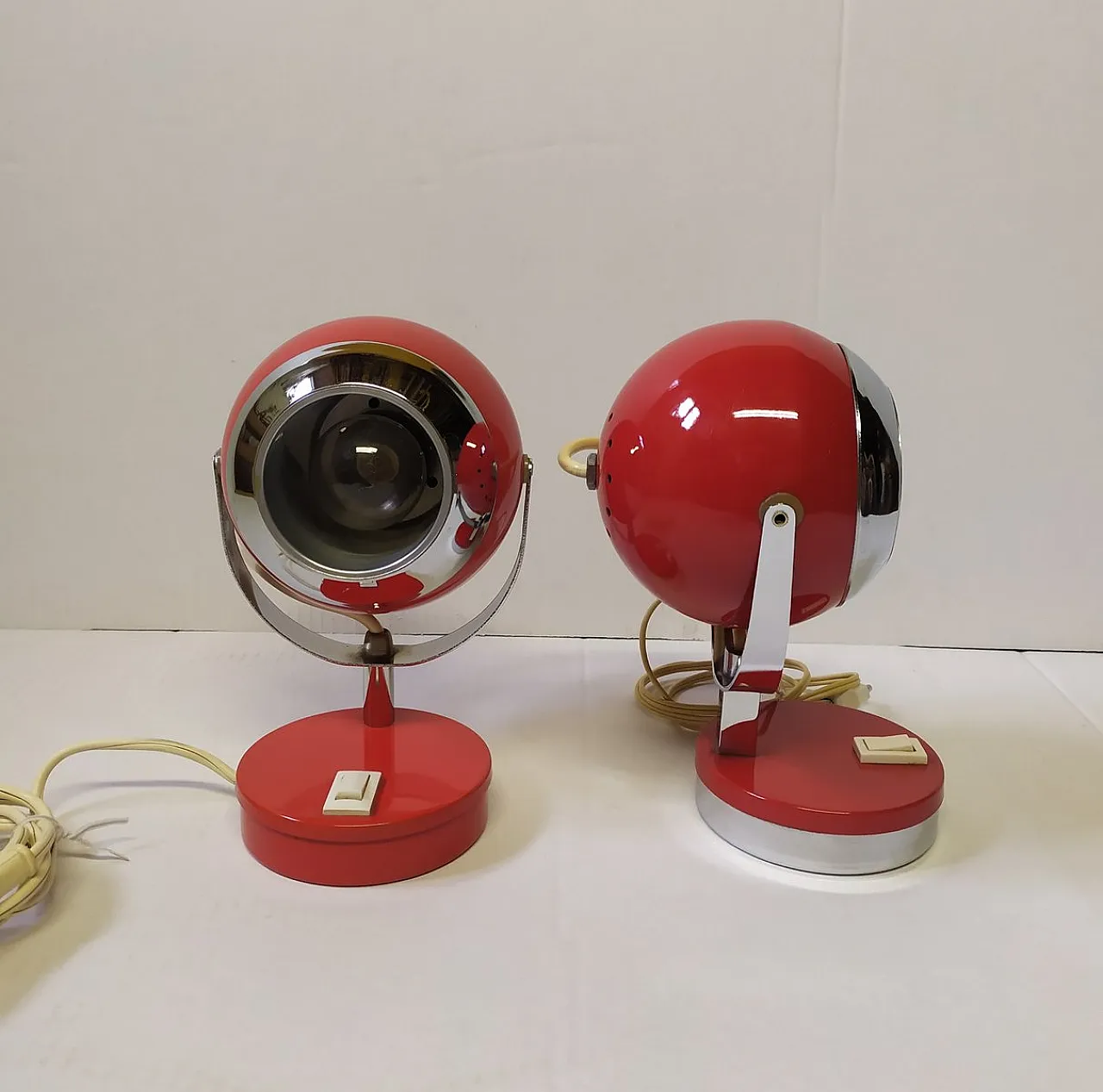 Pair of Space Age metal table lamps from Reggiani, 1970s 3