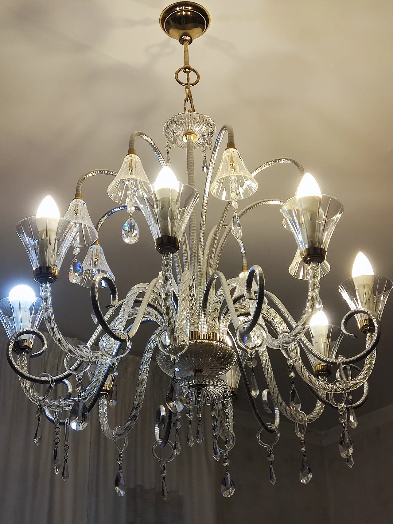 Venetian blown glass chandelier in Murano style, 1970s 1