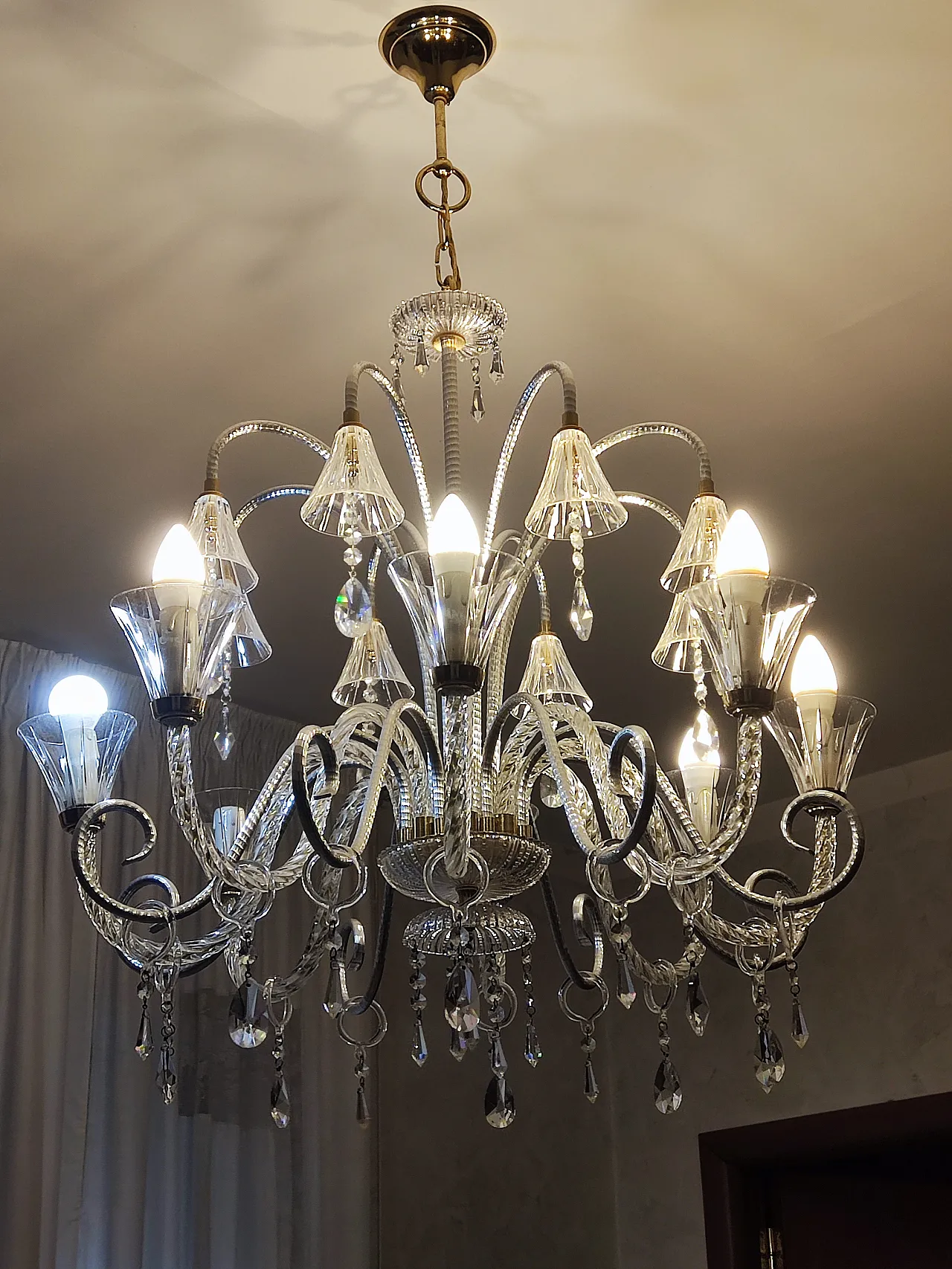 Venetian blown glass chandelier in Murano style, 1970s 2