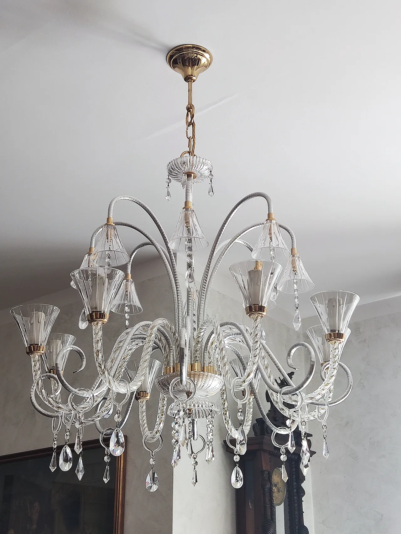 Venetian blown glass chandelier in Murano style, 1970s 6