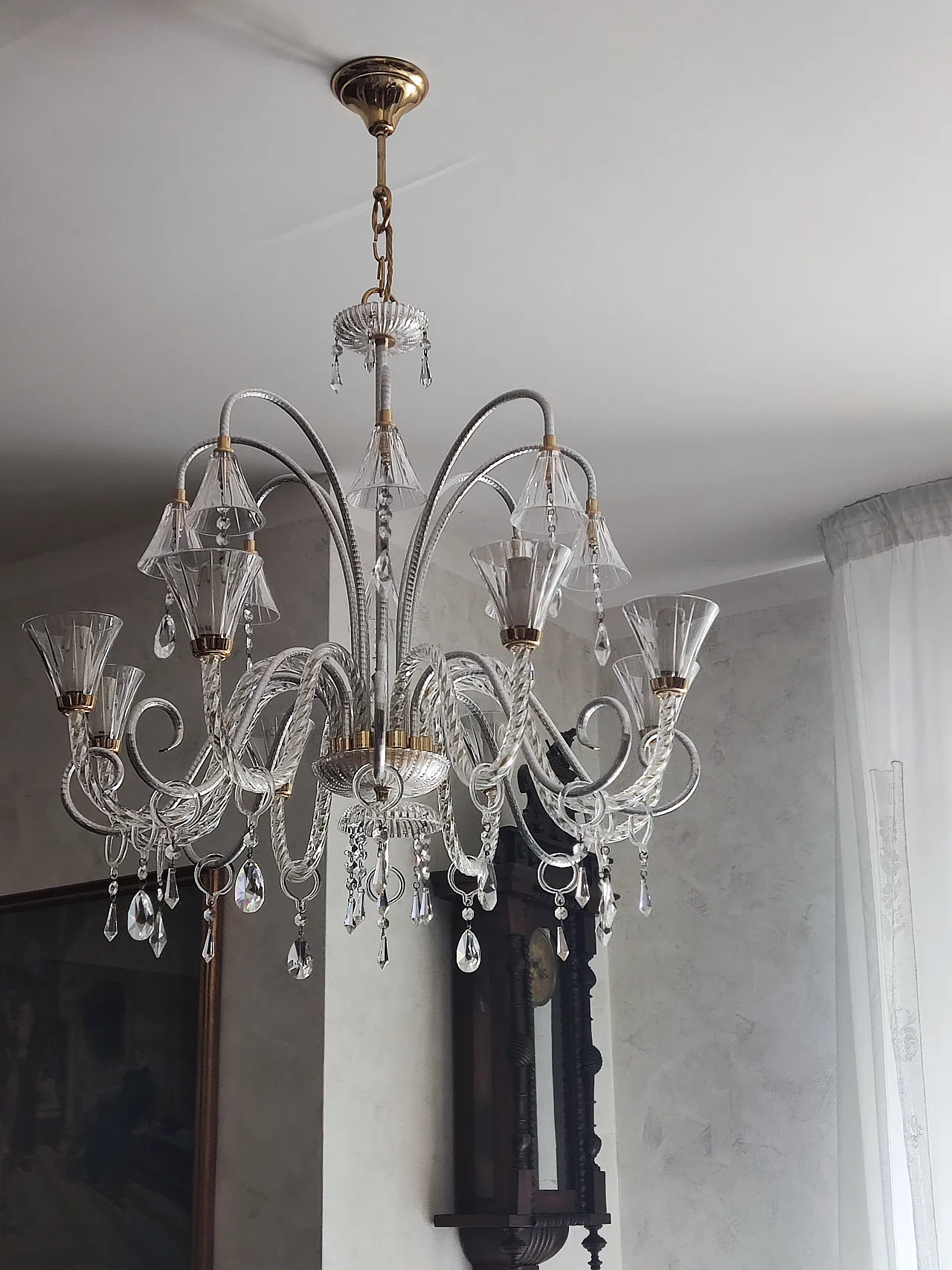 Venetian blown glass chandelier in Murano style, 1970s 7