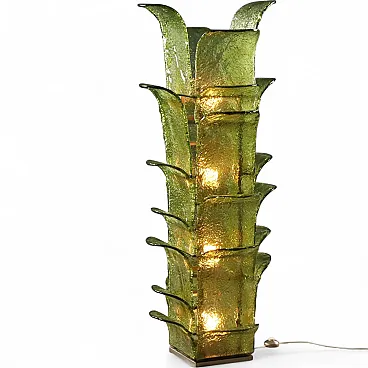 Brass, burl and smoked glass wall console, 20th century
