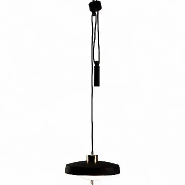 Plafoniera in alluminio smaltato, ottone e metacrilato, '900