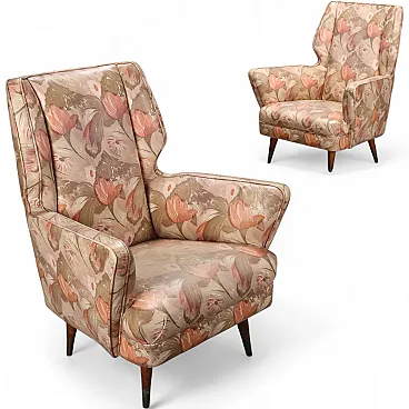 Coppia di poltrone in espanso e molle e vinile multicolore, '900