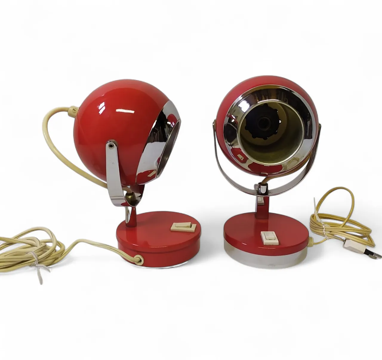 Pair of Space Age metal table lamps from Reggiani, 1970s 6