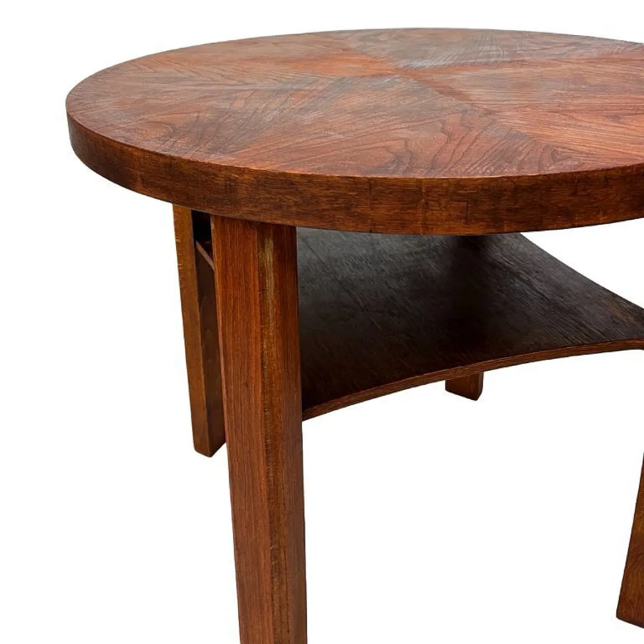 Art Deco wooden round coffee table, 1960s 2