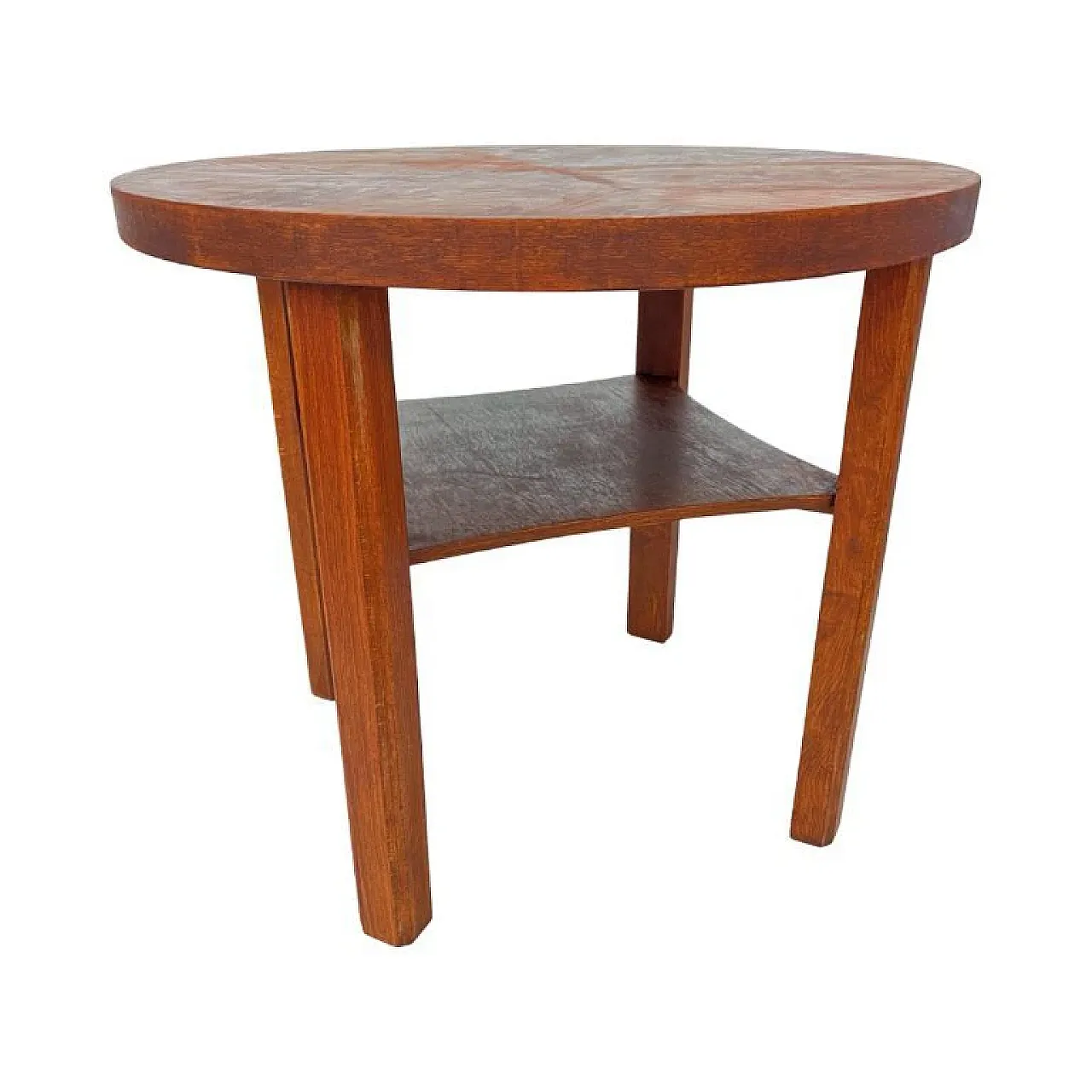 Art Deco wooden round coffee table, 1960s 4