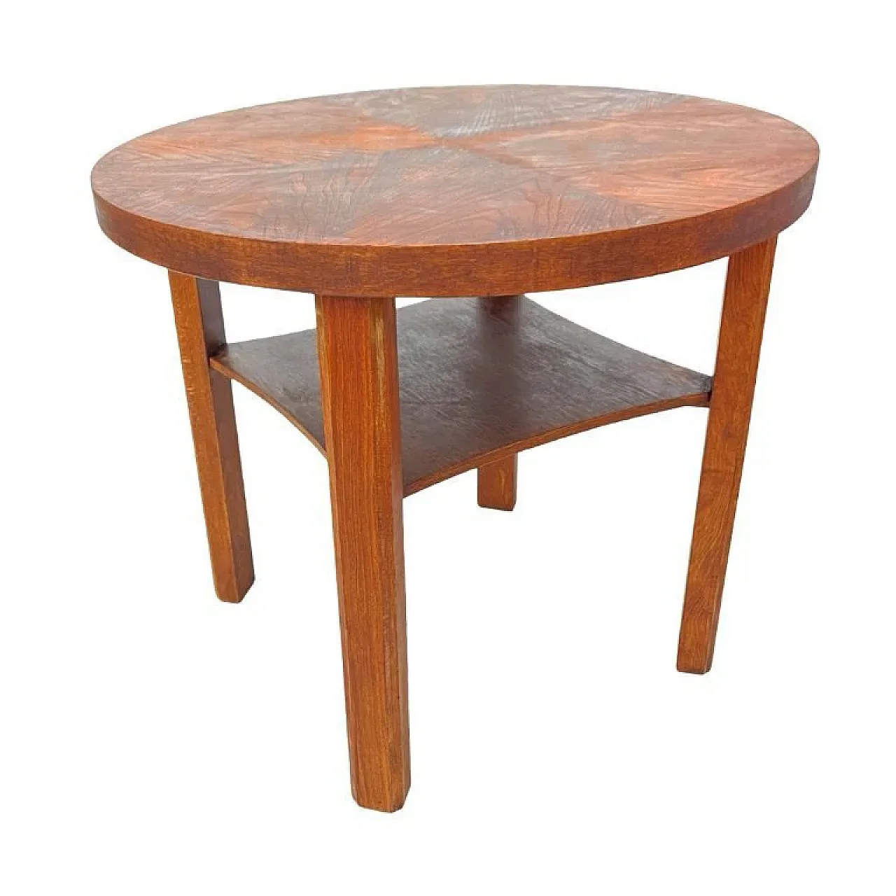 Art Deco wooden round coffee table, 1960s 5